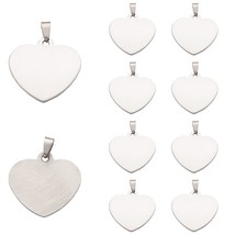 10pcs 201 Stainless Steel Heart Blank Stamping Tag Pendants Jewelry Making, One  - £20.35 GBP