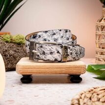 Domenico Genuine Exotic Ostrich Belt Antique Newspaper image 2