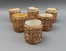 Helen Bennett Signed Vintage Figural Studio Pottery Mugs Set Of 6 - £157.26 GBP