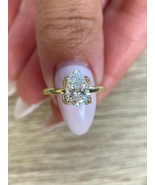 Lab Grown 1.60 Cts Pear Shape F/VS1 Diamond Engagement Ring 14k Yellow G... - $1,969.60 CAD
