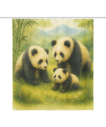 Panda Bear Family Shower Curtain – Wildlife Nature Bathroom Decor 71x74 - $45.00
