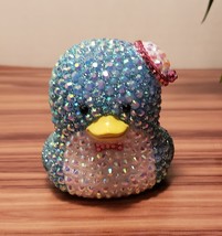 Bedazzled Dazzling Blue Duck Plastic Figure w/Hat &amp; Tie Super Cute~! Sparkly! - £8.11 GBP