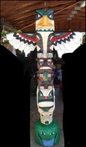 5 Ft Eagle Totem Pole W Animal Faces 5&#39; Wooden Sculpture Native Frank Gallagher - £1,432.85 GBP