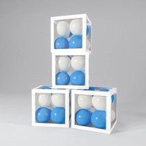 Baby Shower Boxes Party Decorations 4 Pcs White Transparent Balloons Boxes For B - £22.86 GBP