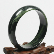 Hand Carved Serpentine Bangle, 62mm Diameter, 18mm wide, 5mm thick.  - $89.99