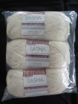 3--50g Lion Brand SASHA 96% Wool 4% Nylon #100 SNOW Lot 61469 Super Bulky 6 YARN - £8.84 GBP