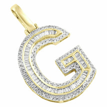 14K Yellow Gold Plated 2Ct Baguette Lab-Created Diamond Letter G Initial Pendant - £108.27 GBP