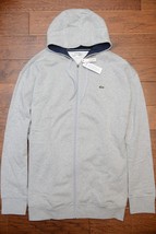 Lacoste SH1613 Men&#39;s Gray Fleece Cotton Hooded Jacket Hoodie Big &amp; Tall ... - $65.99