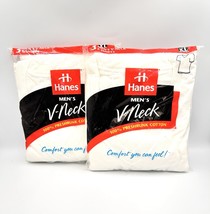 (2) Vintage 1997 Hanes Men’s V Neck T-Shirts White 3 Pack XL Cotton NEW NOS - $44.55