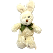 Harrods Knightsbridge Plush Cream Easter Bunny Stuffed Animal Green Ribbon 12&quot; - £14.78 GBP