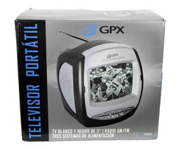 GPX TVP5 Portable Tv 5” Black White AM-FM Radio 3 Way Power - £79.76 GBP