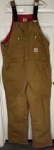 Carhartt Bib Overalls Mens 42x34 Brown Quilt Lined Double Knee Work Wear... - €64,20 EUR