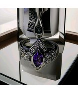 Beautiful New Solid 10K White Gold Amethyst Diamond Ring Size 7.75     T... - $3,701.83 MXN