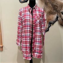 Cherish Plaid Flannel Tunic Red White Tunic Fall Cozy Boutique - $32.50