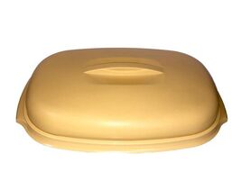 Tupperware 3pc Microwave Vegetable/Rice Steamer #1273 Harvest Gold VINTAGE - $28.03 CAD