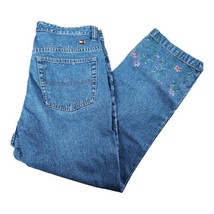 Tommy Hilfiger Vintage Y2K 1999 Floral Sequin Blue Denim Pants Jeans Ladies 12 - £32.14 GBP