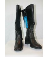 NIB Easy Street Flex Plus Wide Calf Black Riding Boots Sz 6 Two Zippers ... - $1,417.96 MXN