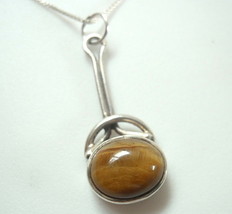 Tiger Eye 925 Sterling Silver Oval Pendant a208t - £9.34 GBP