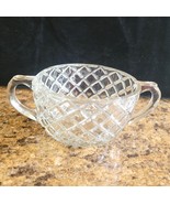 Oval Sugar Bowl Clear Depression Glass Diamond Design Starburst on Botto... - £6.21 GBP