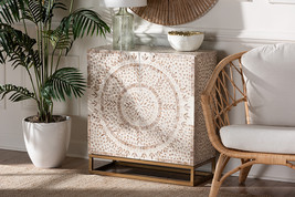 Marella White and Rustic Brown Mother of Pearl Storage Cabinet - $305.00