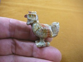 (Y-CHI-RO-18) tan ROOSTER chicken carving SOAPSTONE stone figurine cock ... - $8.59