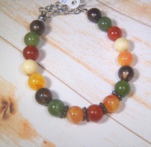 Bracelet Bead Multi Color Round 6.5&quot; Free Extender Available Upcycled Ha... - $6.00