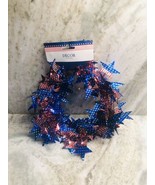 Greenbrier International Blue/Red Star Tinsel Garland, 25 ft - £10.27 GBP