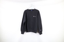 Vintage 90s Champion Womens Large Faded Spell Out Crewneck Sweatshirt Black USA - $79.15