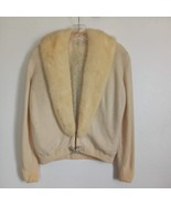 VTG Bernhard Altmann Cashmere Sweater Fur Collar Jewel Clasp Lined Cardi... - $61.75