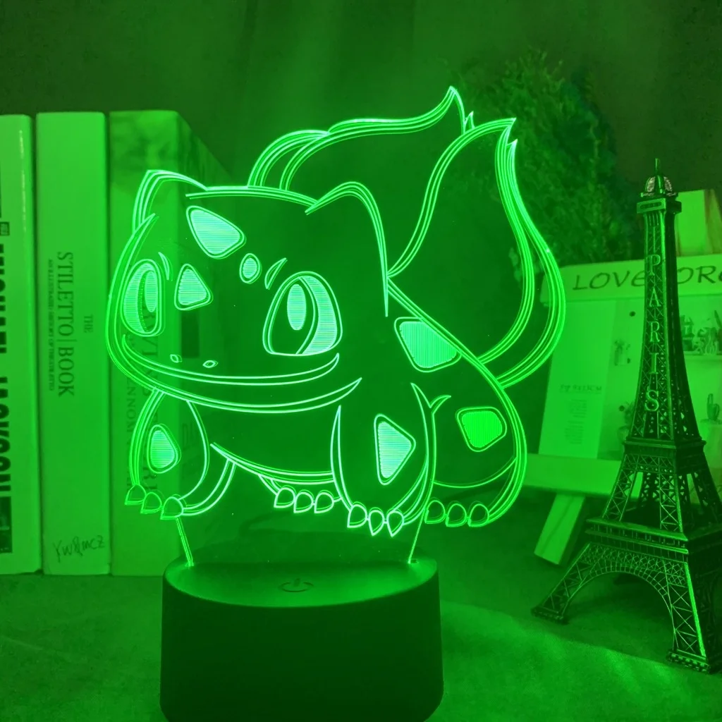 Pokemon Bulbasaur Anime Figures 3D Led Night Light Model Toys Children Bed Room - £15.15 GBP
