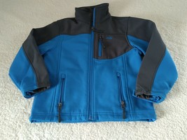 Snozu blue Space Dye Fleece Lined Zip Up Mock Neck Outdoor Jacket Boys Size 7 - £9.64 GBP