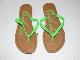 Outlooks womens flip flops sandals lime green tan beach Womens 7M 7 *^^^ - £10.25 GBP