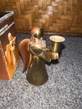 Vintage Brass And Copper Candle Holder Angel Christmas Used In Box #H225... - $15.05