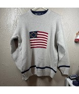 Vintage Liberty Sweater Cotton Knit Heather Gray Patriotic Flag Made in ... - $716.11 MXN