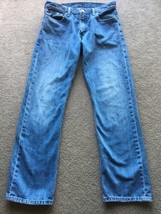 Levi&#39;s 514 Slim Straight Jeans Mens 33x32 Blue Stone Wash Denim 100% Cotton - £14.83 GBP