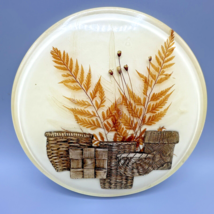 Vintage 7.75&quot; MCM Lucite/Resin Dried Flower Fern Baskets Round Trivet 60&#39;s-70&#39;s - £11.16 GBP