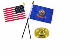 RFCO Idaho State USA America American Flag 4&#39;&#39;x6&#39;&#39; Desk Set Table Stick Gold Bas - £3.06 GBP