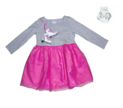 NWT Gymboree Toddler Girls 2T Gray Pink Skater Dress Silver Hair Bow Cli... - £14.41 GBP