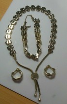 Vintage Signed MONET Gold-tone Slider Necklace, Bracelet &amp; Earring Set RARE - £194.43 GBP