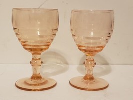 Lot Of 2 Pink Despression Glasses Goblets Cups Pair Of 2 - £18.34 GBP