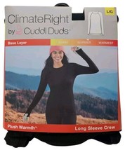 Climate Right Cuddl Duds Women&#39;s Plush Warmth Long Sleeve Crew Black Size Large - £9.25 GBP