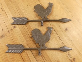 Set of 2 Rooster Weathervane Top Cast Iron Rustic Farmhouse Welding Art ... - $642.78 MXN