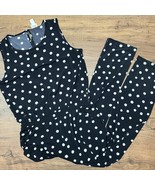 Chico&#39;s Size 1 Black White Polka Dots Jumpsuit Sleeveless Pockets Scatte... - $47.52 CAD