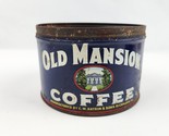 Old Mansion Coffee Tin Richmond Virginia VA Blue tin 1 Pound -missing lid - $39.59
