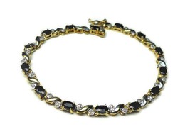 5.50Ct Black Diamond &amp; White Diamond Tennis Bracelet In 14K Two Tone Gold Over - £129.55 GBP