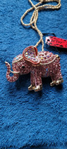 New Betsey Johnson Necklace Brooch Elephant Pink Rhinestone Collectible Decorate - £11.98 GBP