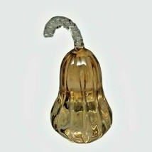 Simon Designs Crystal Amber Shimmer Glass Gourd Pear Paperweight - £11.57 GBP