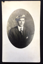 RPPC of Young Handsome Man Wearing Cap AZO - £3.92 GBP