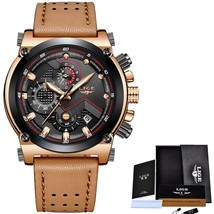 LIGE Men Sport Watches Casual Watch Men Genuine Leather Military Waterproof Wris - £41.35 GBP