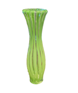 Crate &amp; Barrel Tall Green Stripe Squeeze Handblown Vase 15 1/2&quot; - €38,68 EUR
